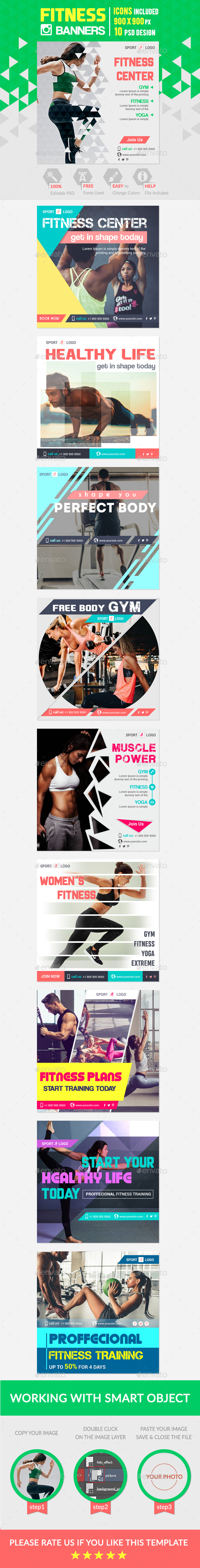 Fitness & Sport Instagram Banner - Banners & Ads Web Elements