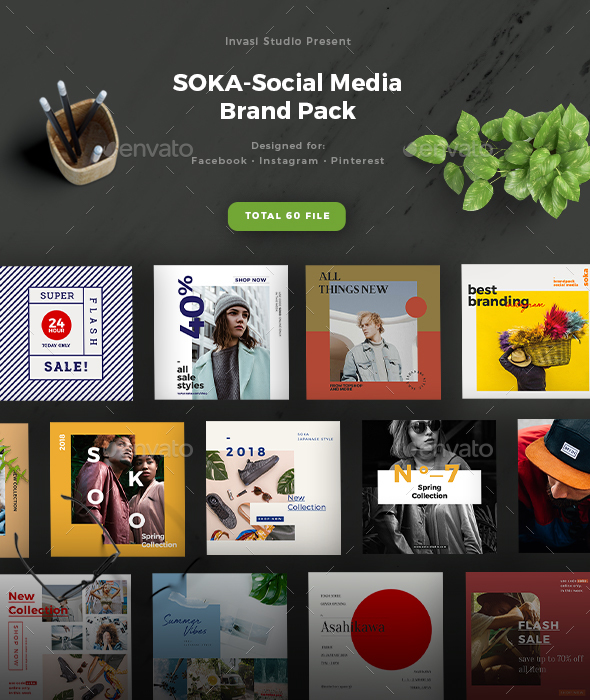 SOKA-Social Media Brand Pack - Social Media Web Elements