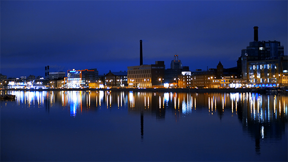 Industrial Zone In City At Night alt
