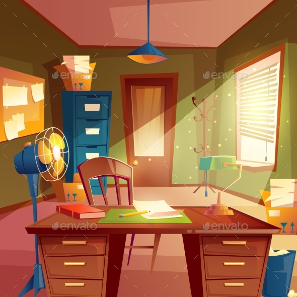 Vector Illustration of Working Space, Study Room - Backgrounds Business