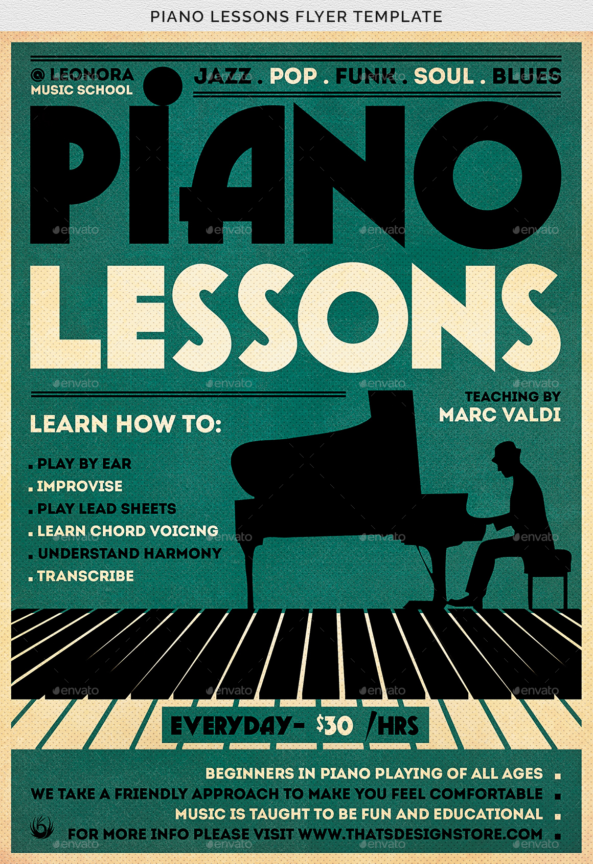 Piano Lessons Flyer Template By Lou606 Graphicriver