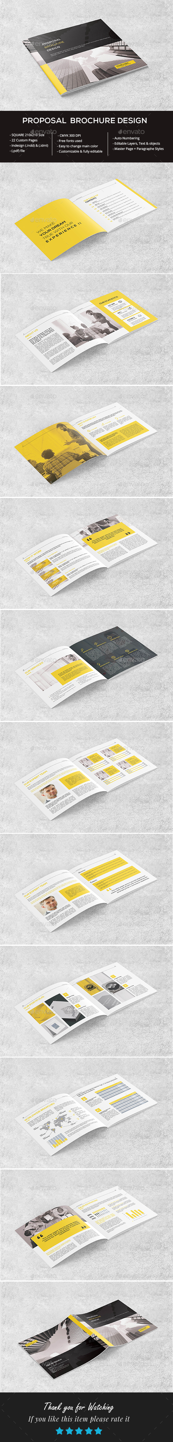 Square Clean Proposal Brochure - Brochures Print Templates