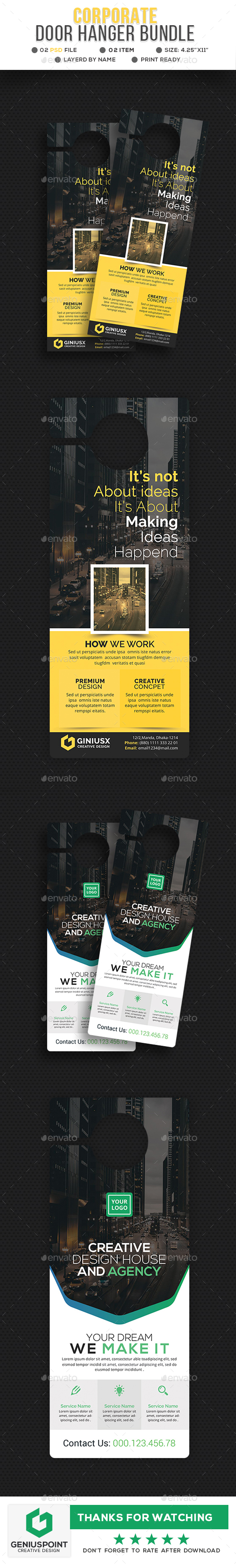 Corporate Door Hanger Bundle - Miscellaneous Print Templates