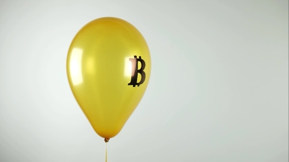 Balloon with Logo Bitcoin Bursts on a White Background