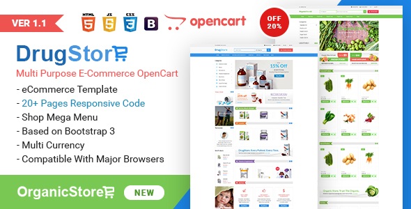 Drug, Organic & Food Store e-Commerce OpenCart 3.x Ready Theme - 9