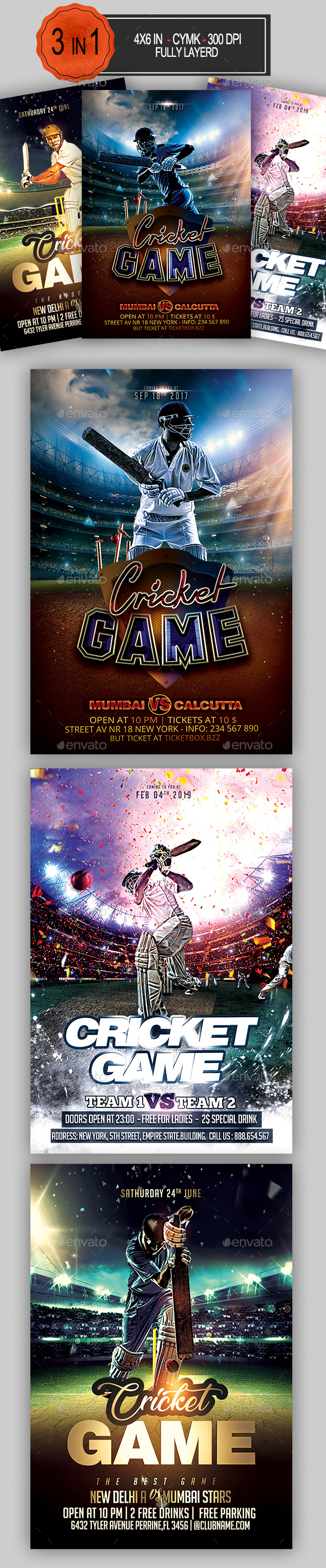 Cricket Flyer Bundle - Sports Events
