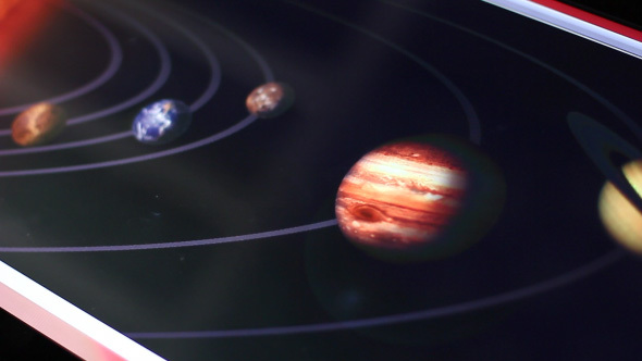 Illustration of The Solar System on Touch Screen Computer