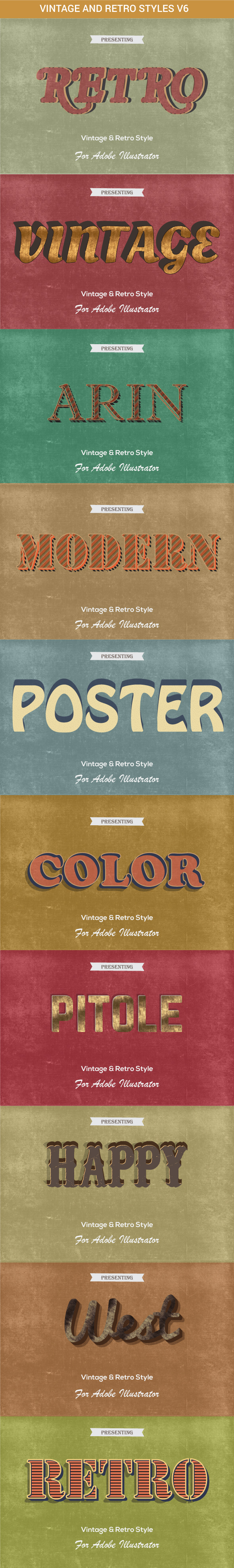 Vintage & Retro Graphic Styles for Illustrator - Styles Illustrator