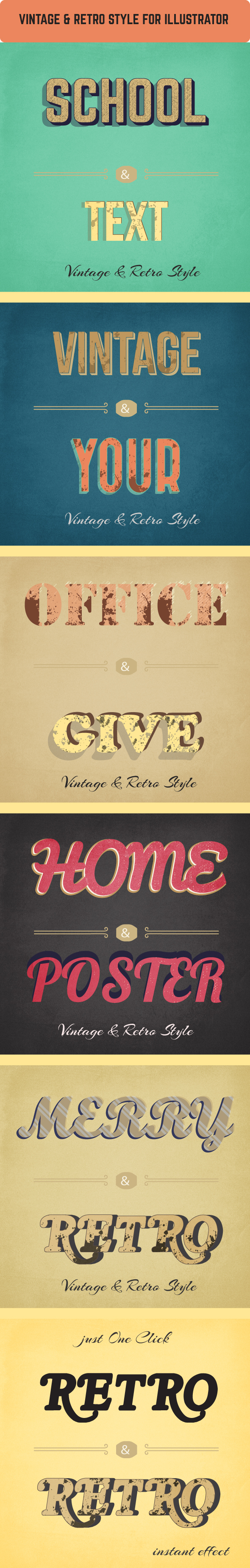 Vintage & Retro Graphic Styles for Illustrator - Styles Illustrator