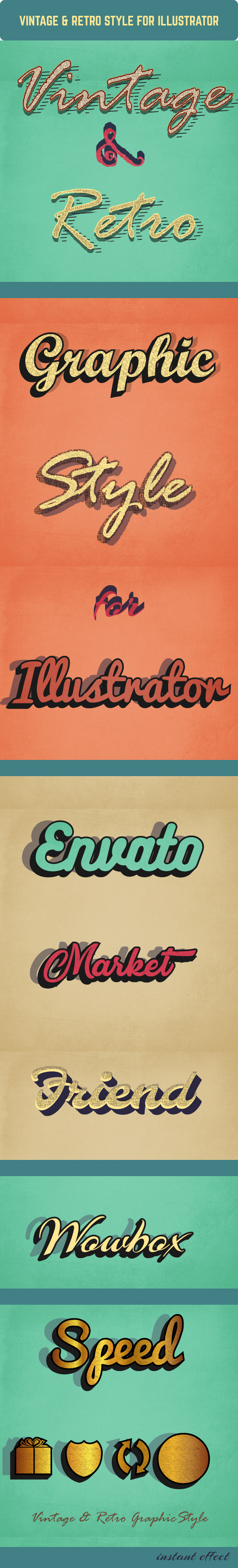 Vintage & Retro Graphic Styles for Illustrator - Styles Illustrator