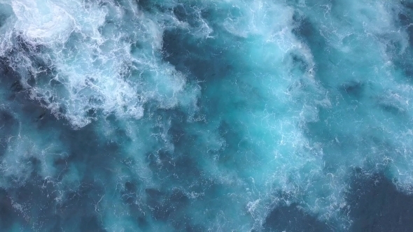 Beautiful Blue Sea Waves and Foam  Background Footage.