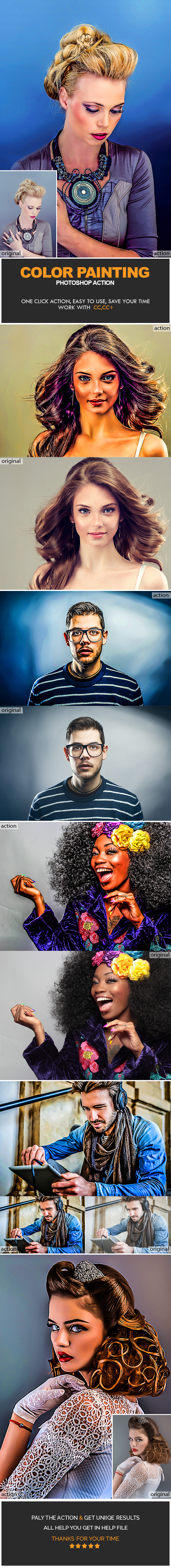 Color Painting Photoshop Action - Photo Effects Actions