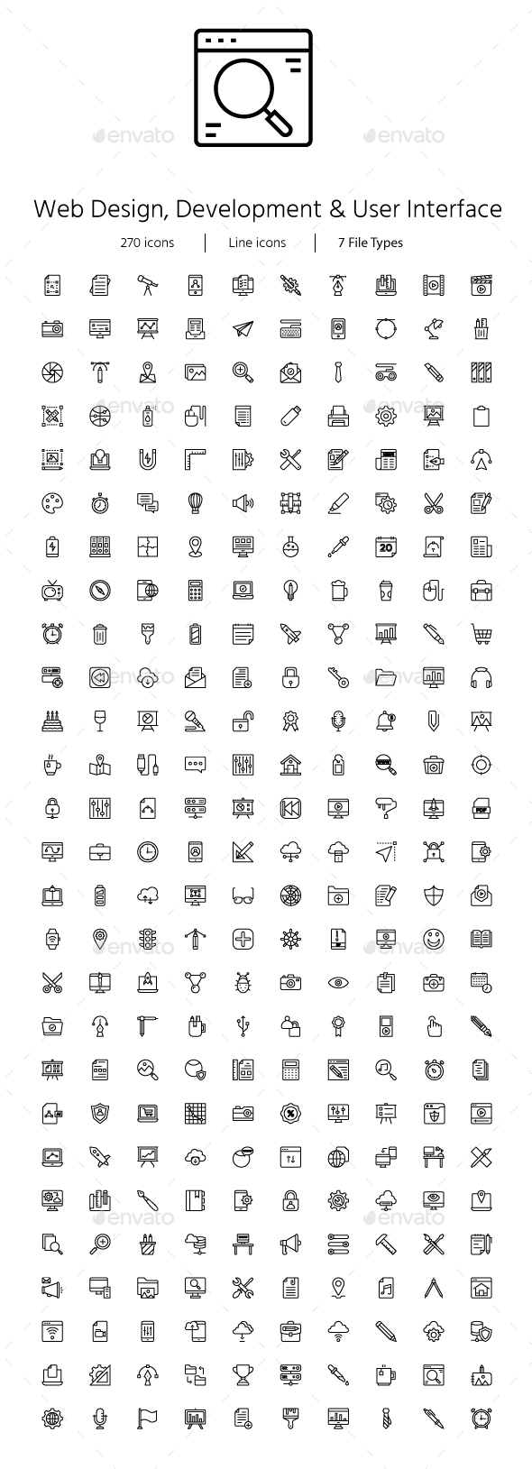 Web Design, Development & User Line icons - Web Icons
