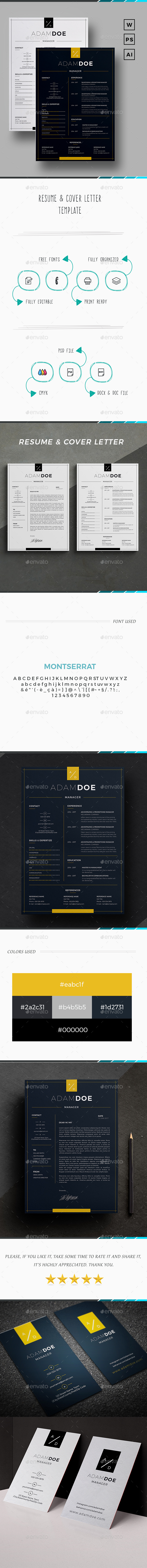 2 Resume Template & 2 Business Card - Resumes Stationery