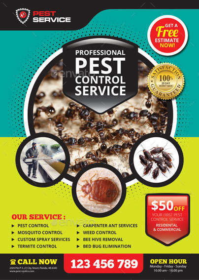 Pest Control Service Flyer, Print Templates | GraphicRiver