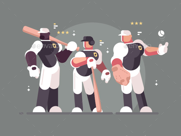 Baseball Team of Players - People Characters