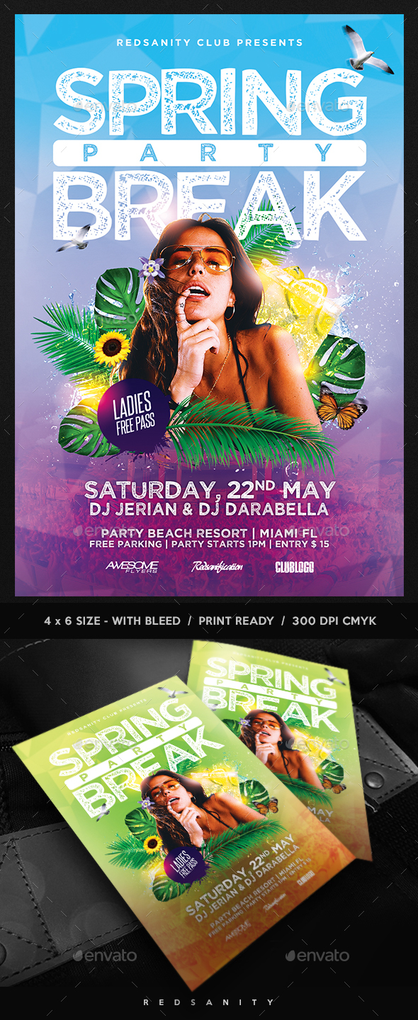 Spring Break Party Flyer - Clubs & Parties Events