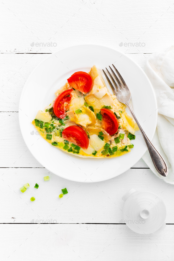 Omelet. Eggs fried - Stock Photo - Images