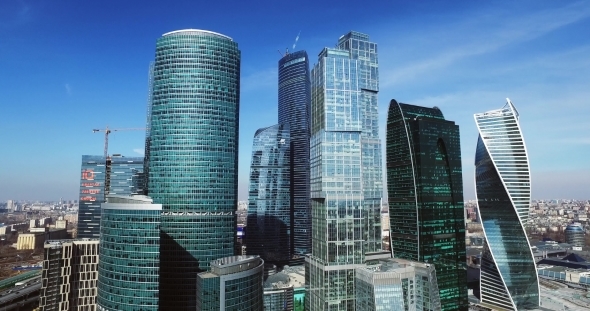 Moscow City Aerial Shooting Cityscapes