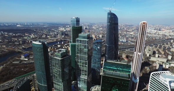 Moscow City Aerial Shooting Cityscapes