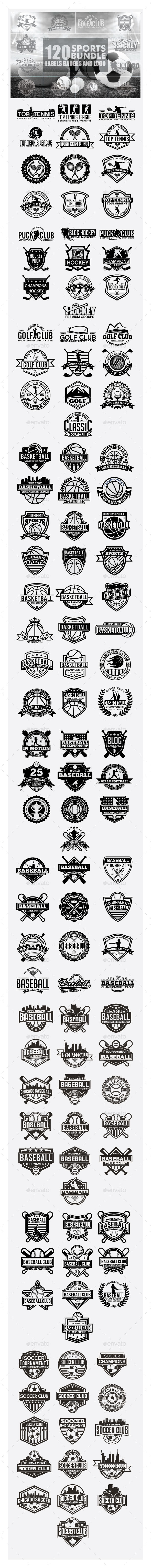 120 Sports Badges and Logo Bundle - Badges & Stickers Web Elements