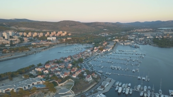Aerial View of Yacht Club and Marina in Croatia Sibenik alt