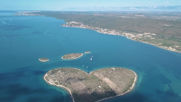 Aerial View of Beautiful Heart-shaped Island of Galesnjak, Also Called Island of Love in Pasman alt