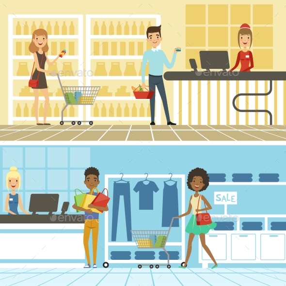 Groups of People Shopping - Miscellaneous Vectors