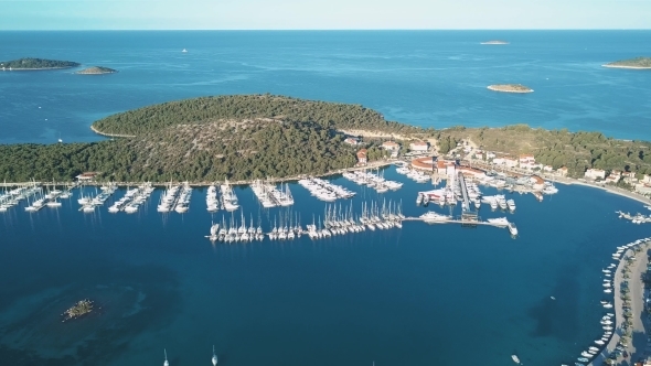 Aerial View of Yacht Club and Marina in Croatia Frapa alt