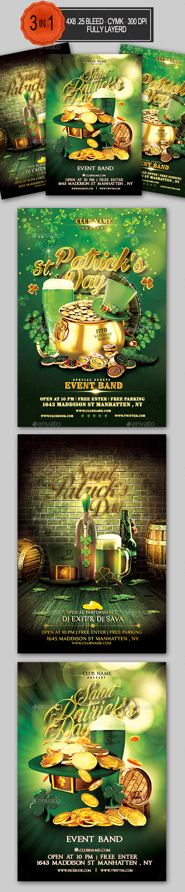 St Patrick’s Day Flyer Bundle - Holidays Events