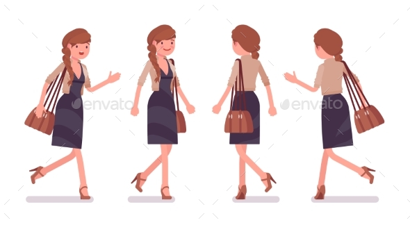 Office Employee Walking, Running - Business Conceptual