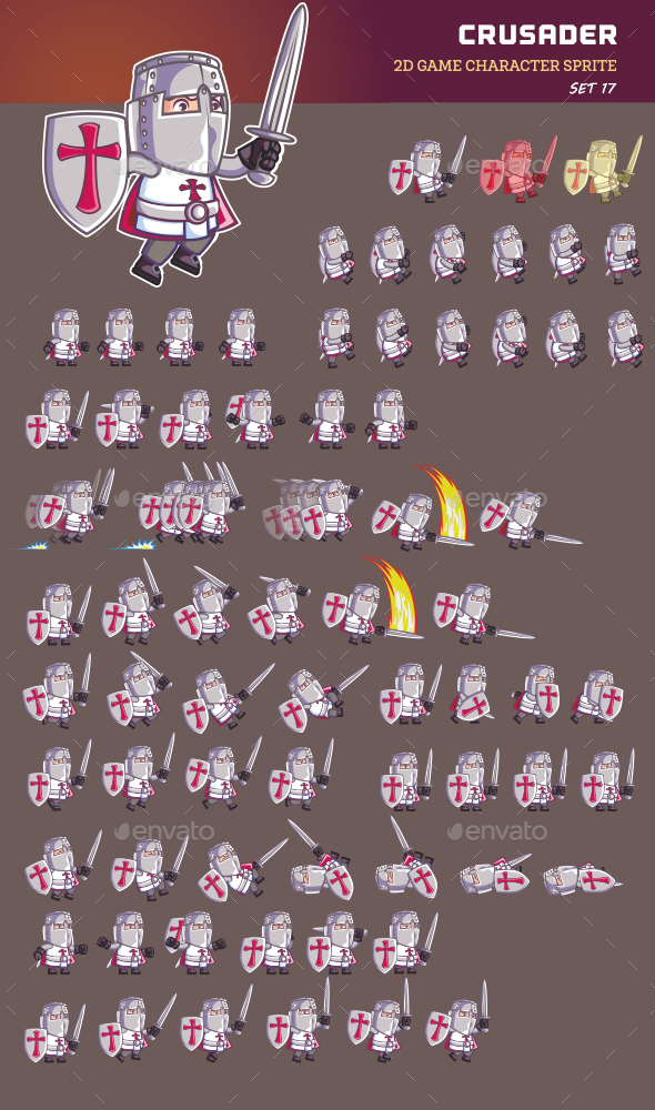Crusader Game Sprite - Sprites Game Assets