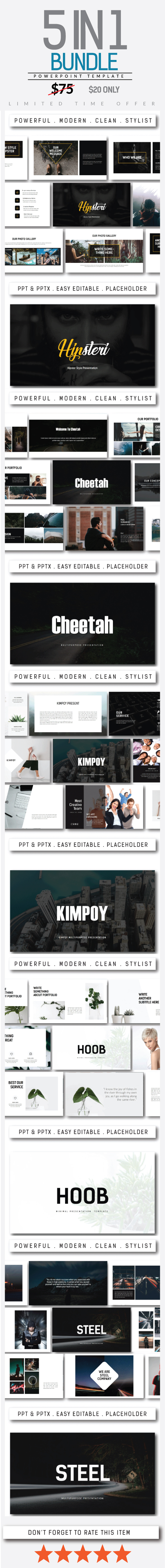 Bundle 5 in 1 Powerpoint Template - PowerPoint Templates Presentation Templates