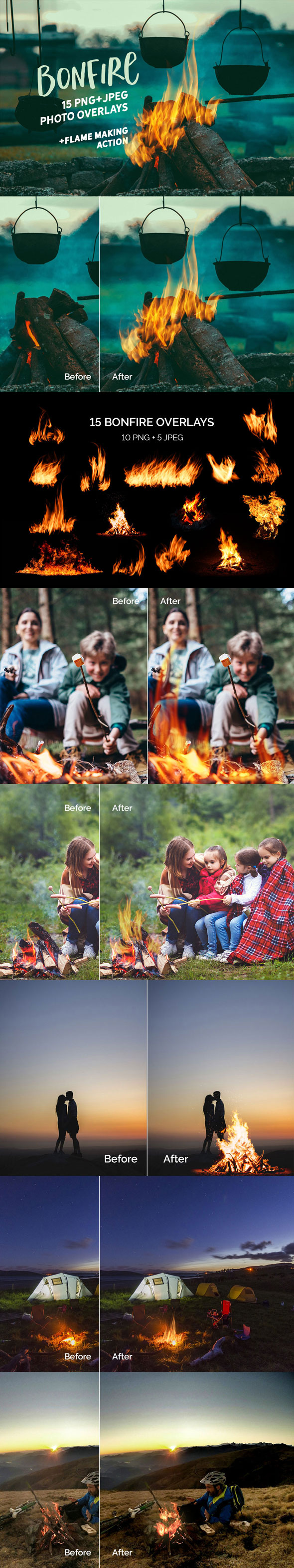 15 Bonfire Photo Overlays - Photo Effects Actions