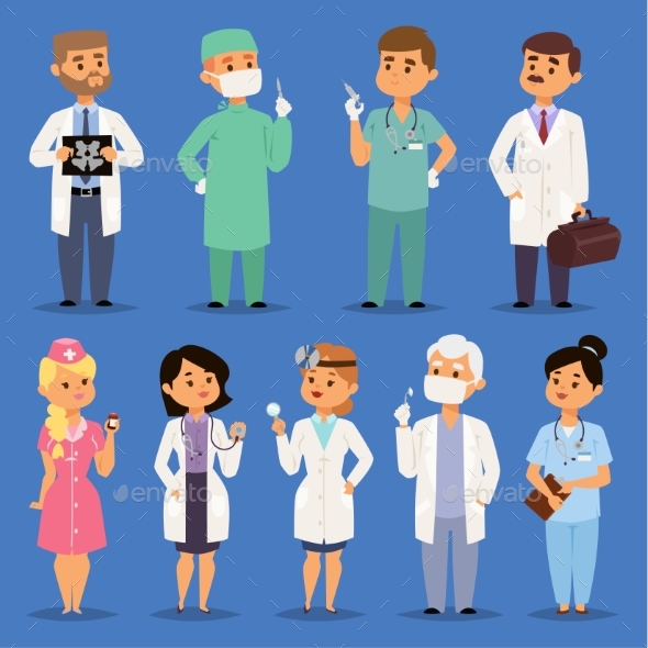 Doctors Vector Male and Female Doctoral Character - Health/Medicine Conceptual