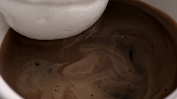 Pouring Close - Up Coffee Latte Cappuccino