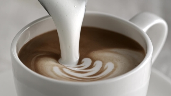 Pouring Close - Up Coffee Latte Cappuccino