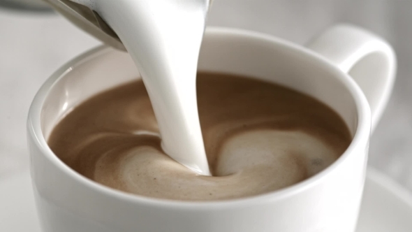 Pouring Close Latte Cappuccino