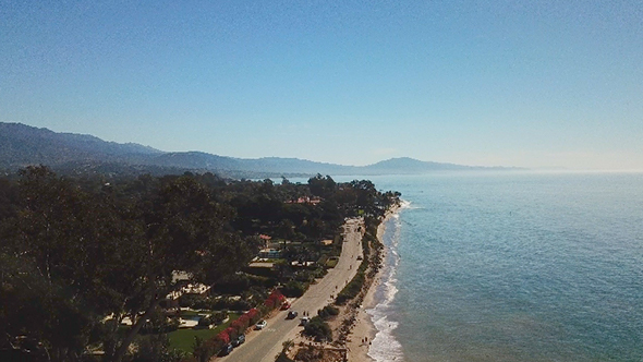 Flying Over the Beach of Santa Barbara