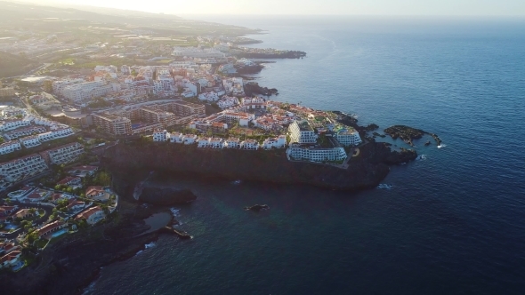 Flight Over Los Gigantes City at Tenerife