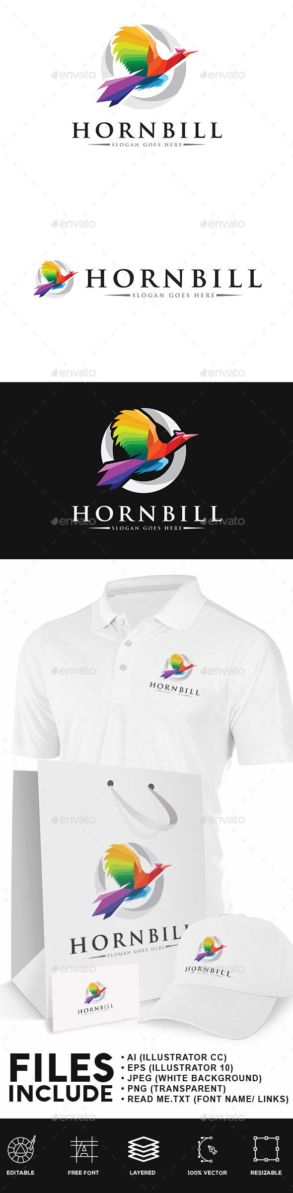 Hornbill Bird Logo - Animals Logo Templates