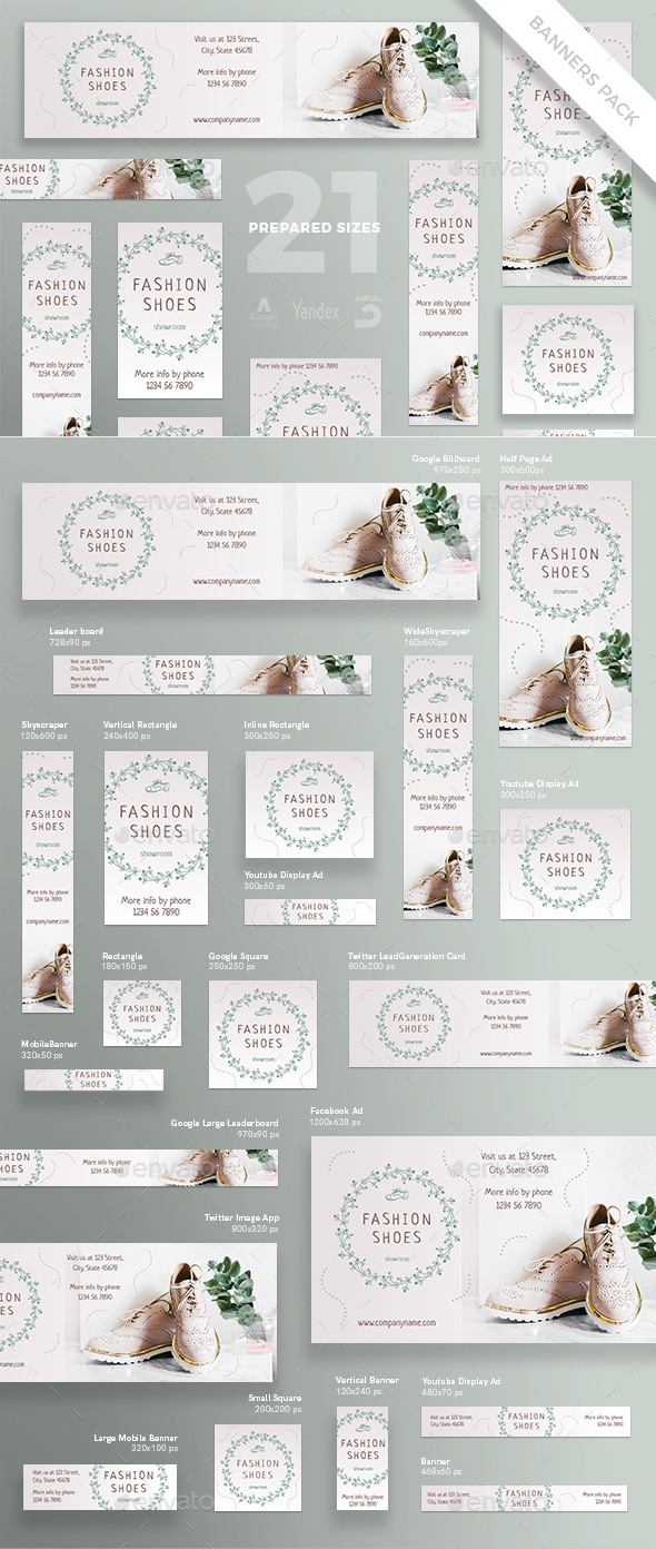 Fashion Shoes Banner Pack - Banners & Ads Web Elements