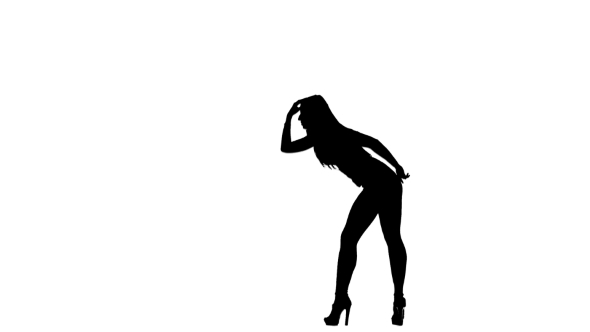 Silhouette of Girl Is Sexually Wriggling Her Body on White Background ...