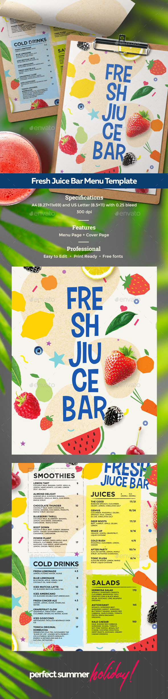 Juice Menu - Food Menus Print Templates