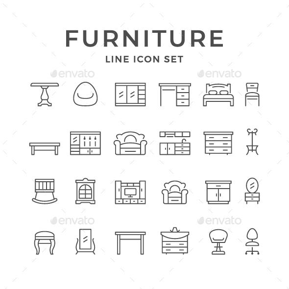 Set Line Icons of Furniture by moto-rama | GraphicRiver