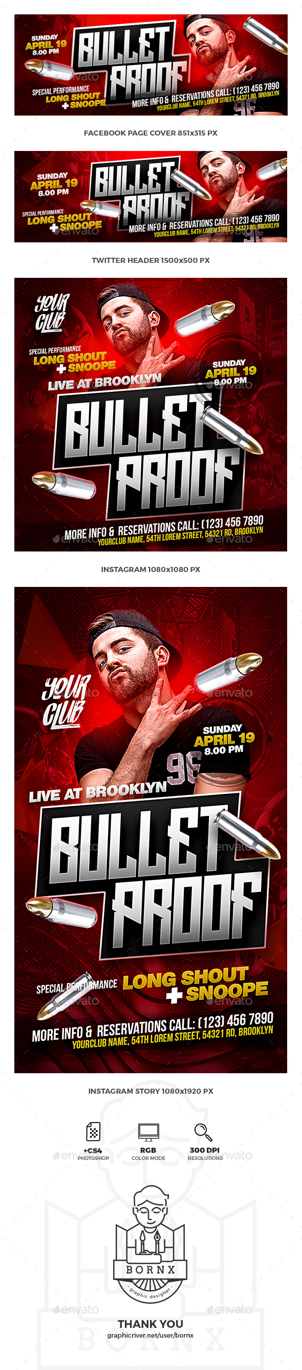 Hip Hop Music Social Media Template - Social Media Web Elements