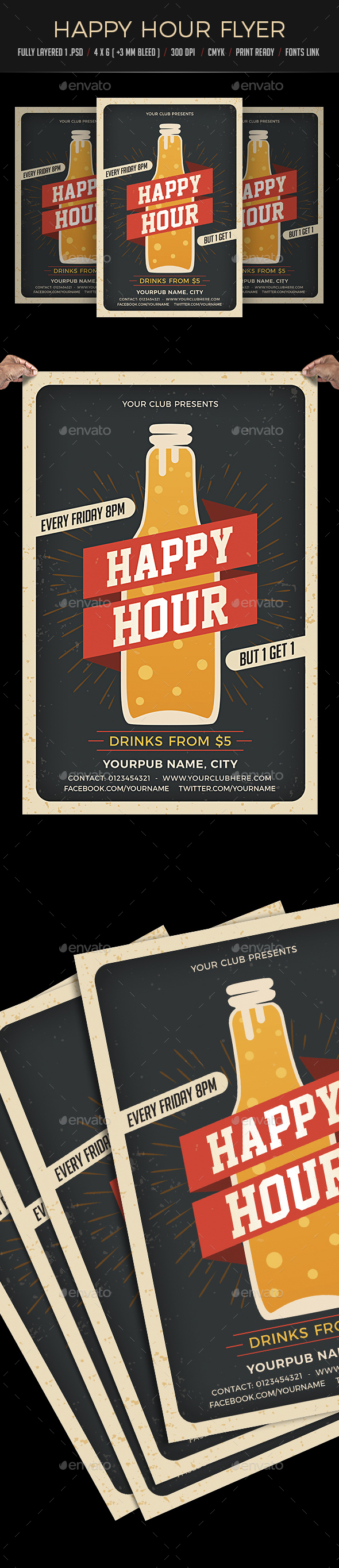 Happy Hour - Flyers Print Templates