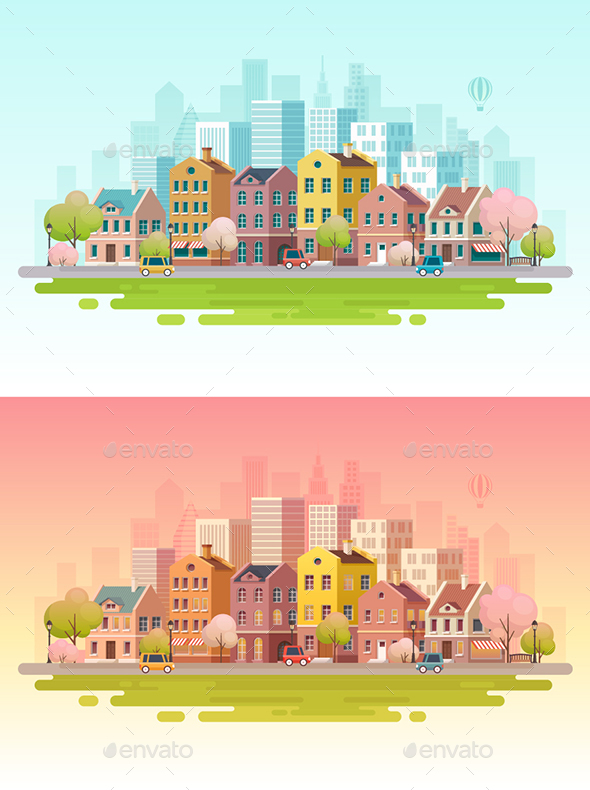 Urban Landscape Background. - Buildings Objects