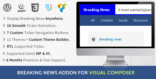 Breaking News Addon For Visual Composer - CodeCanyon Item for Sale