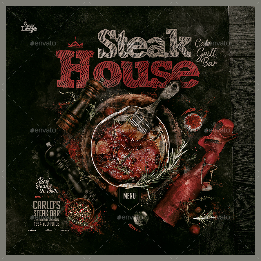 Steak House Menu Template, Print Templates GraphicRiver